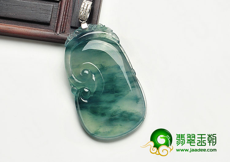 玻璃种飘花缅甸翡翠A货如意挂件
