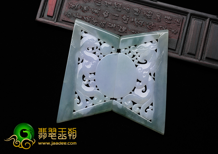 糯冰种紫罗兰晴水缅甸翡翠A货龙凤佩挂件（一对）