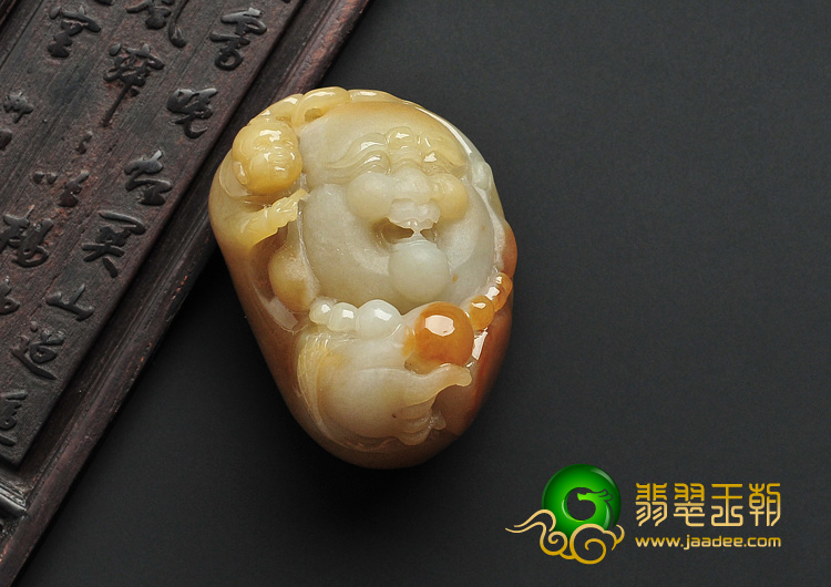 糯冰种褐黄翡缅甸翡翠A货弥勒佛挂件