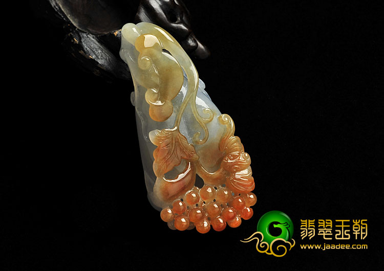 糯冰种红黄翡缅甸翡翠A货玉兰花开挂件