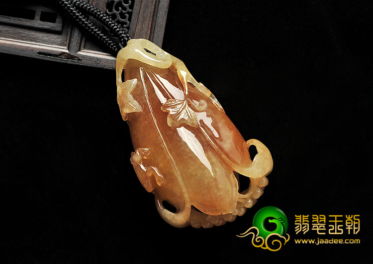 糯冰种褐黄翡缅甸翡翠A货玉兰花开挂件