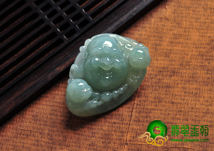 糯冰种晴水缅甸翡翠A货童子纳福挂件