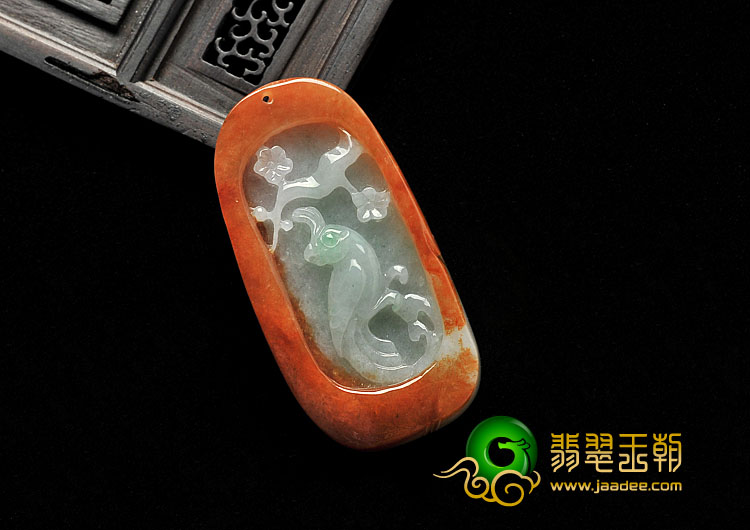 糯冰种红黄翡飘翠缅甸翡翠A货喜上眉梢挂件