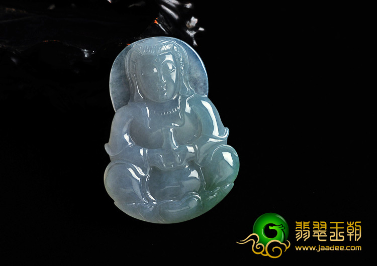 糯冰种晴水缅甸翡翠A货观音挂件