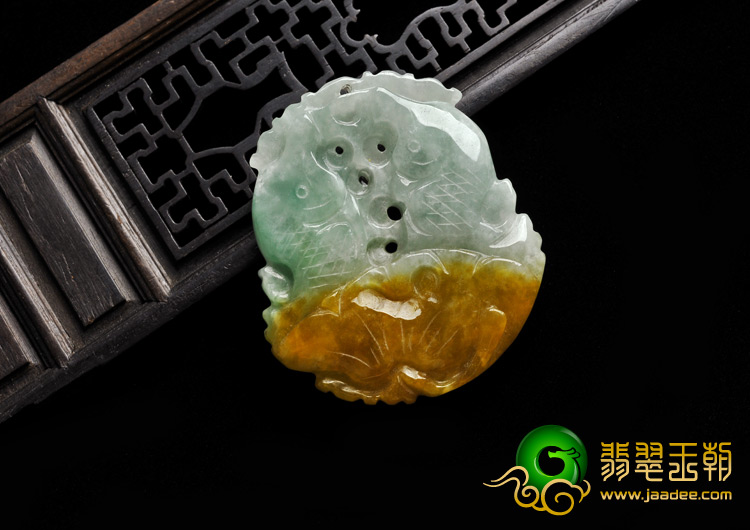 糯冰种黄翡飘翠缅甸翡翠A货双鱼座挂件