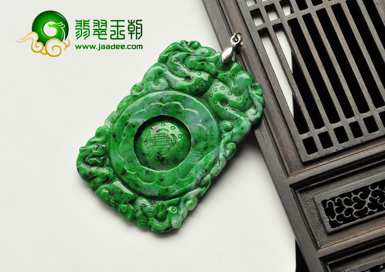 细糯种干青缅甸翡翠A货福在眼前挂件