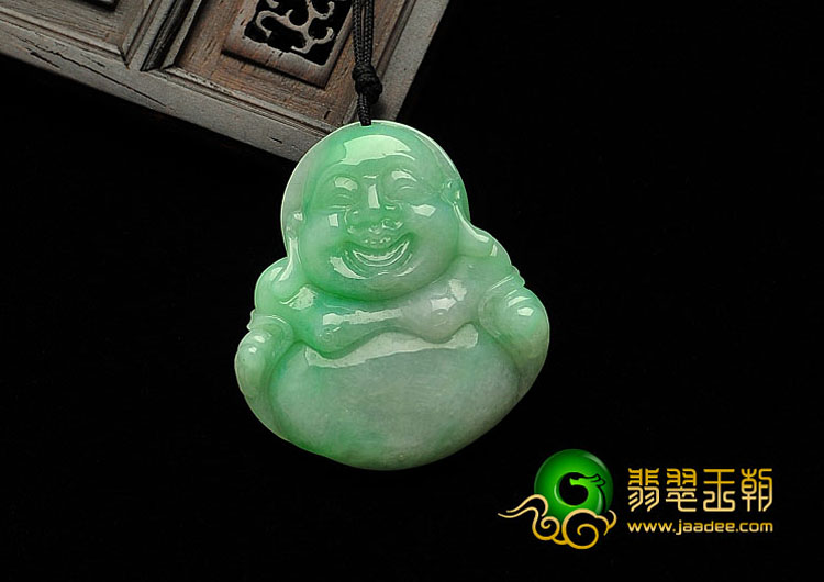 糯冰种翠色缅甸翡翠A货玉佛挂件