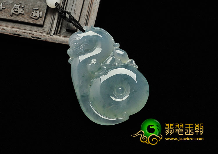 冰种飘花缅甸翡翠A货龙行如意挂件