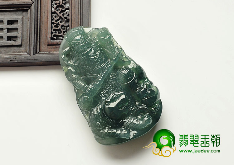 冰种油青缅甸翡翠A货武财神挂件