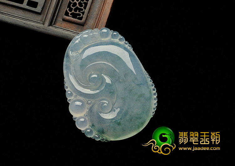 冰种飘花缅甸翡翠A货如意寿挂件