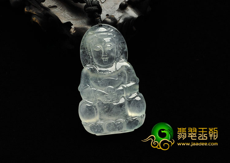 冰玻种缅甸翡翠A货观音挂件