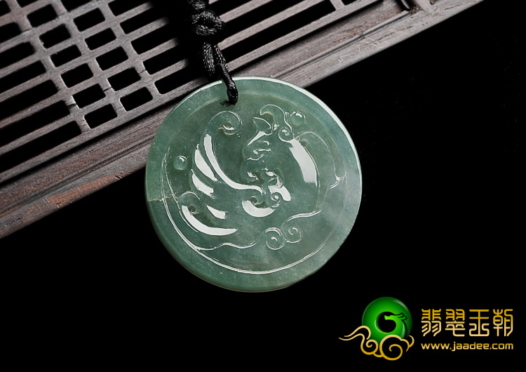 冰种晴水缅甸翡翠A货凤牌挂件