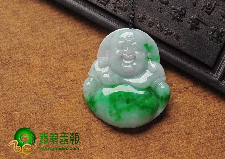 糯冰种翠色缅甸翡翠A货玉佛挂件