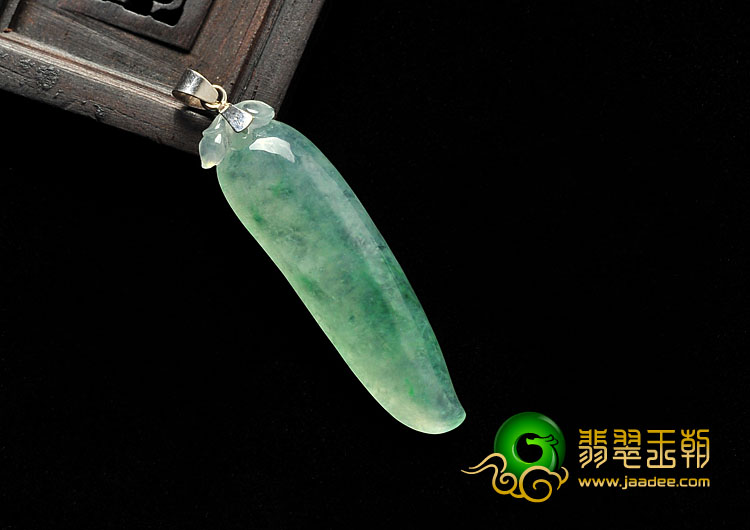冰种飘翠缅甸翡翠A货镶金扣福瓜挂件