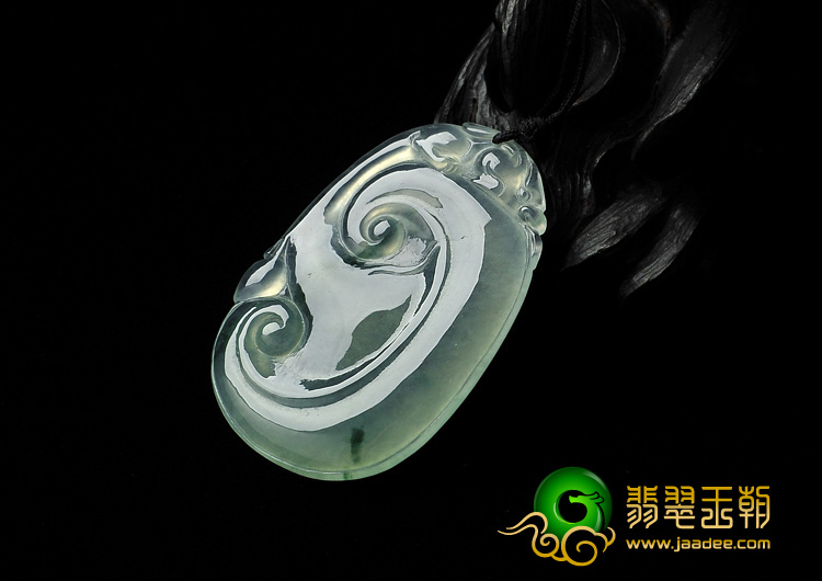 冰种飘花缅甸翡翠A货如意寿挂件