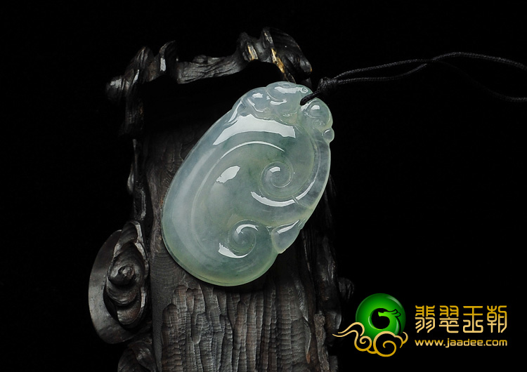 冰种飘花缅甸翡翠A货如意寿挂件