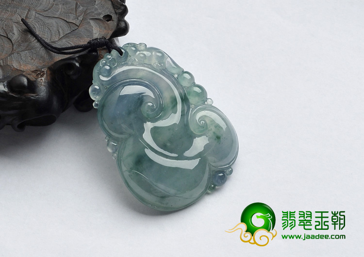 冰种飘花缅甸翡翠A货如意寿挂件