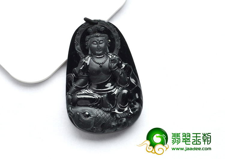 冰种墨翠缅甸翡翠A货观音挂件