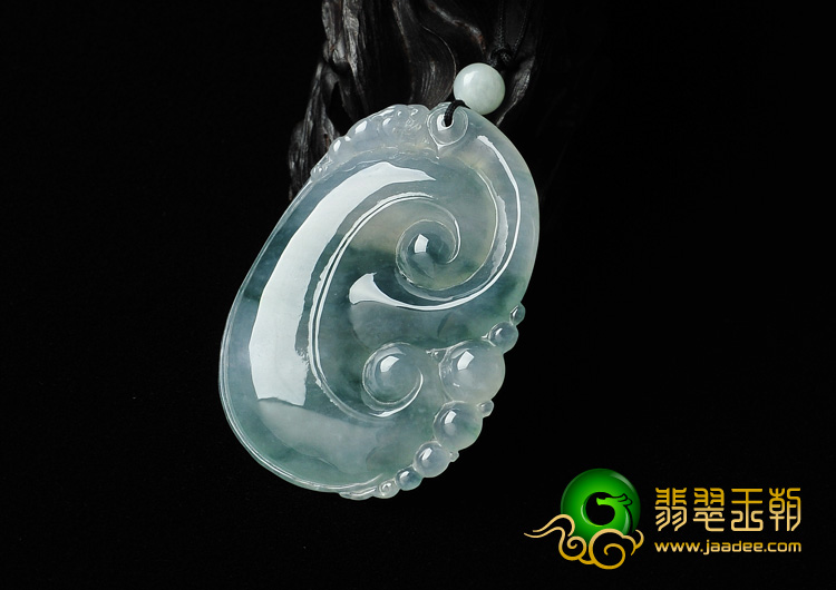 冰种飘花缅甸翡翠A货如意寿挂件