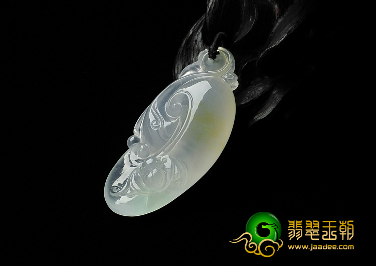 冰种淡三彩缅甸翡翠A货如意挂件