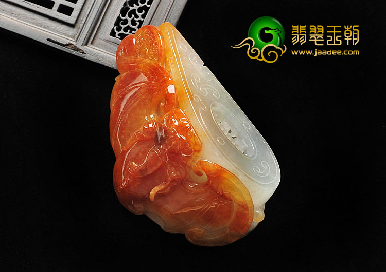 糯冰种红翡缅甸翡翠A货福在眼前手玩件