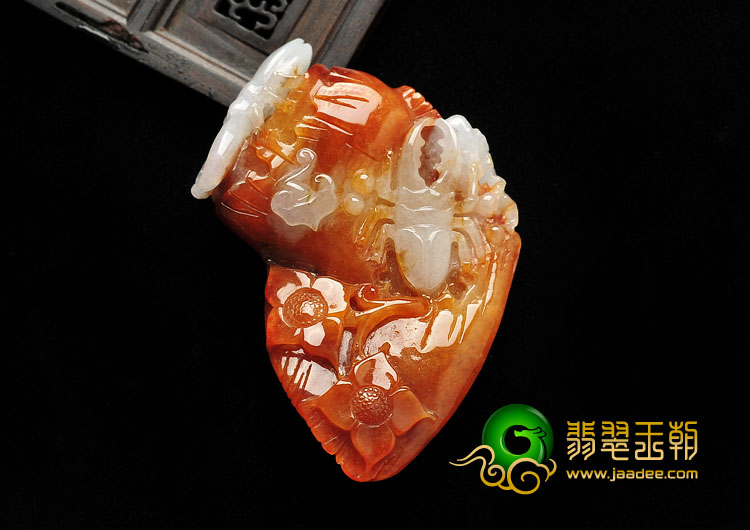 糯冰种红翡缅甸翡翠A货富甲天下挂件