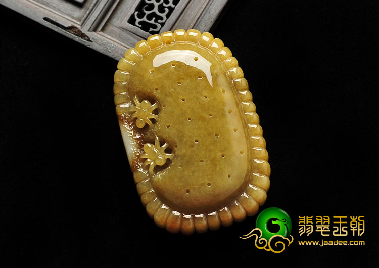 细糯种褐黄翡缅甸翡翠A货甜蜜饼干挂件
