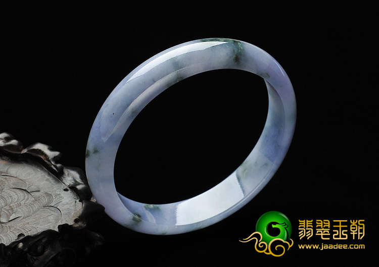 糯冰种紫罗兰飘花缅甸翡翠A货手镯（57.4mm）