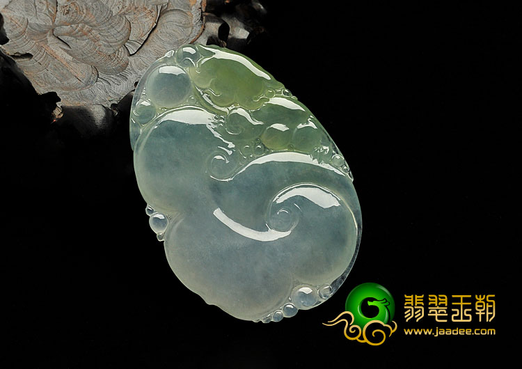 冰种晴水淡黄翡缅甸翡翠A货如意寿挂件