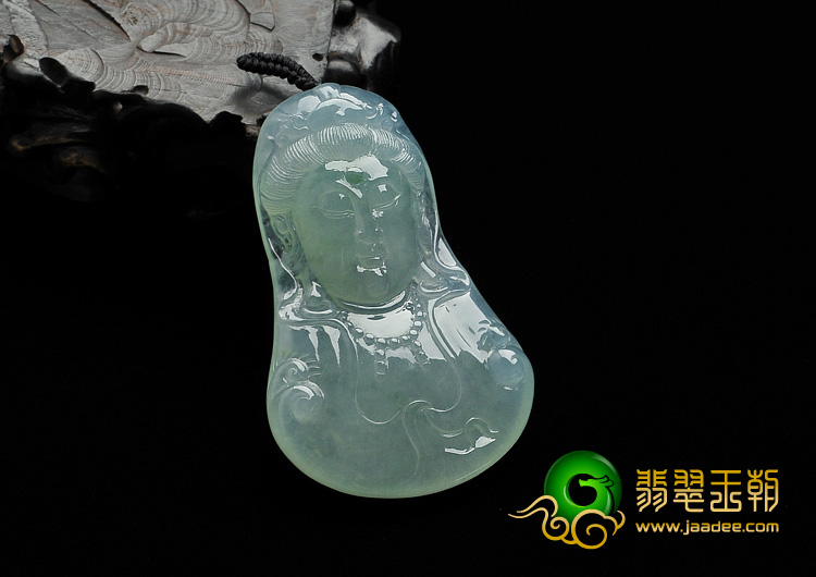 冰种晴水缅甸翡翠A货观音头挂件