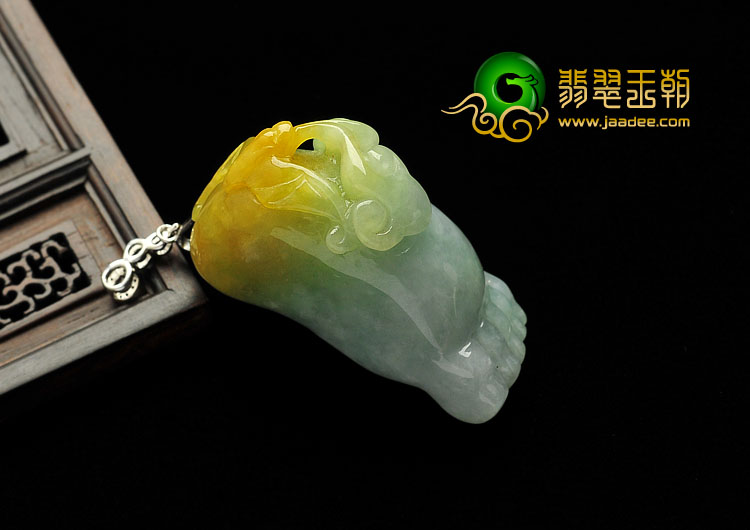 feicui糯冰种晴水黄翡缅甸翡翠A货佛脚挂件
