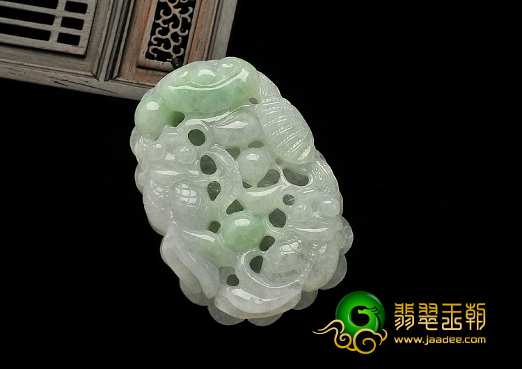 糯冰种晴水缅甸翡翠A货金玉满堂挂件
