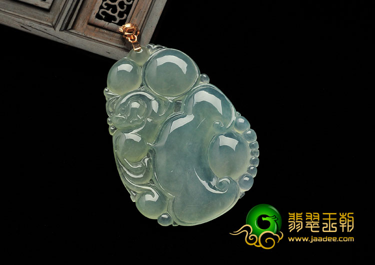 冰种晴水缅甸翡翠A货如意寿挂件
