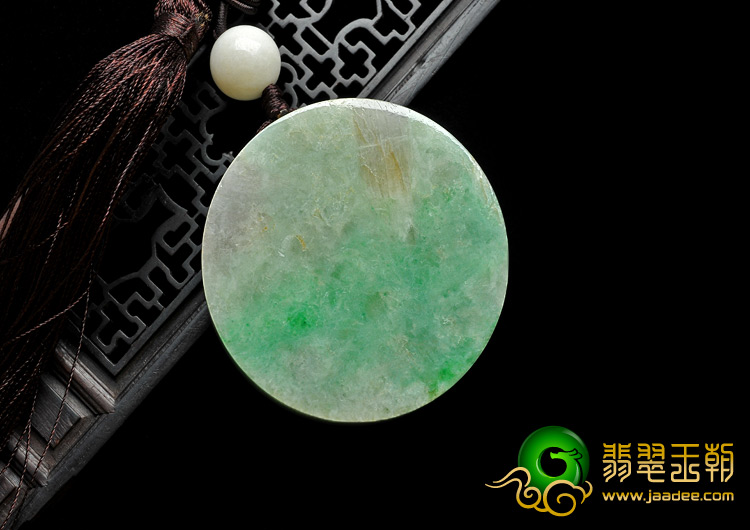 糯冰种飘翠缅甸翡翠A货玉璧手玩件