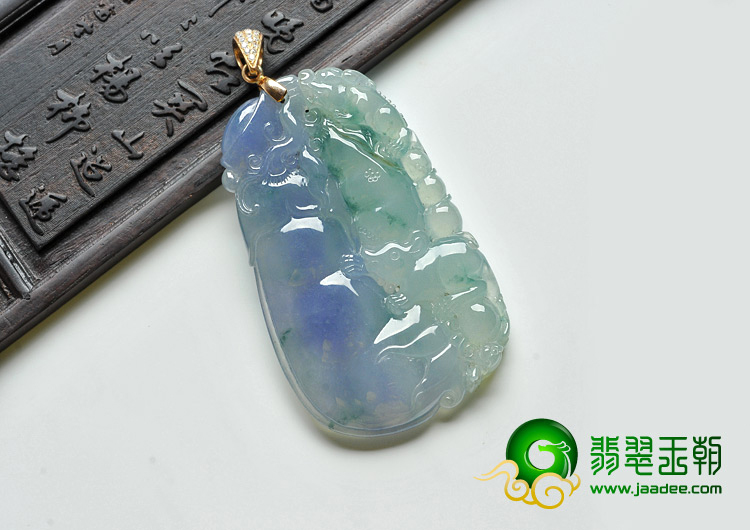 冰玻种紫罗兰飘花缅甸翡翠A货节节高升挂件