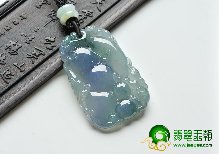 冰玻种紫罗兰飘花缅甸翡翠A福禄寿挂件