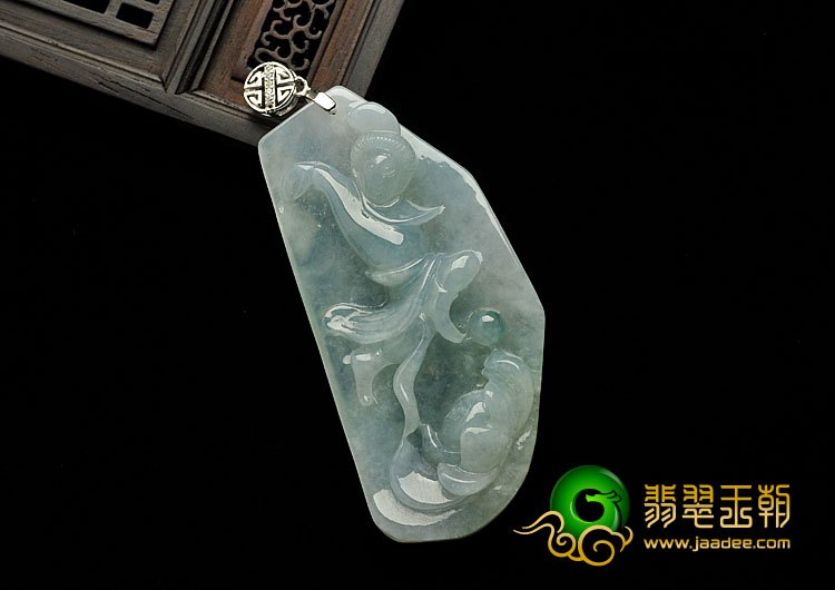 糯冰种晴水缅甸翡翠A货花花仙子挂件