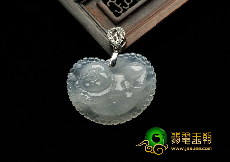 冰种晴水缅甸翡翠A货佛在心中挂件