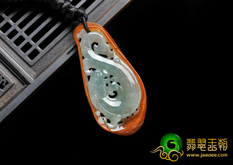 糯冰种红翡晴水缅甸翡翠A货龙凤呈祥挂件