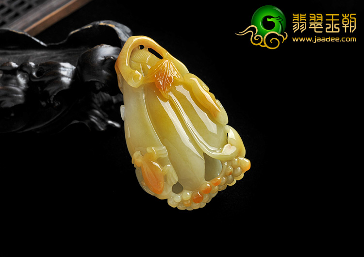 feicui糯冰种黄翡缅甸翡翠A货玉兰花挂件
