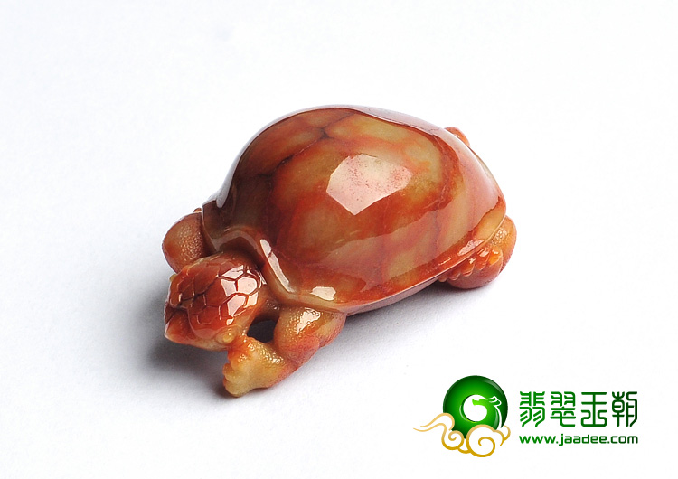 细糯种红黄翡缅甸翡翠A货乌龟挂件