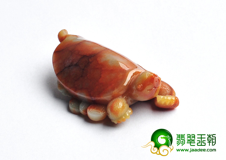 细糯种红黄翡缅甸翡翠A货乌龟挂件