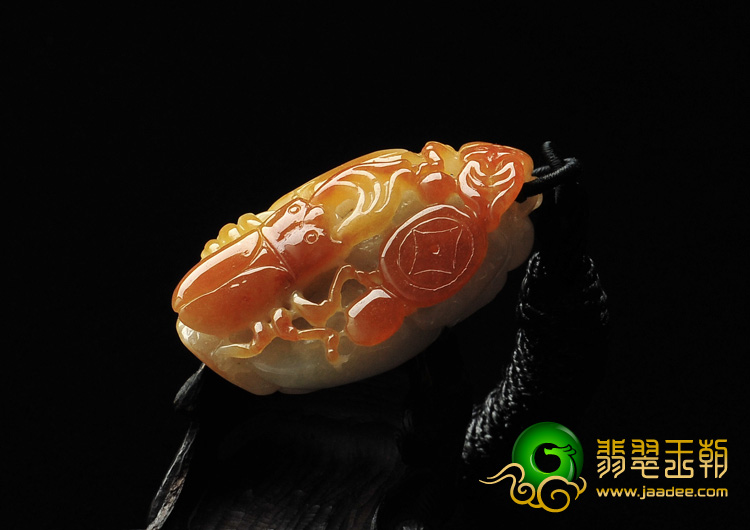 糯冰种红黄翡缅甸翡翠A货富甲天下挂件