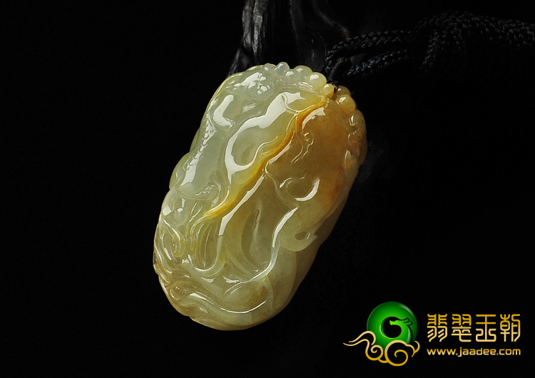糯冰种淡黄翡缅甸翡翠A货人参如意挂件