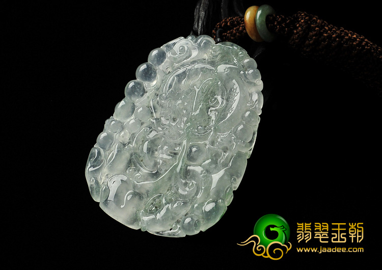 冰种略飘花缅甸翡翠A货望子成龙挂件
