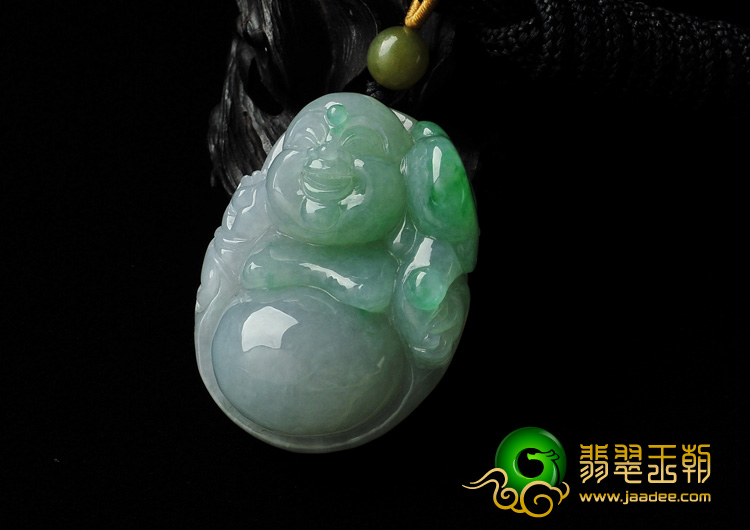 糯冰种翠色缅甸翡翠A货玉佛挂件