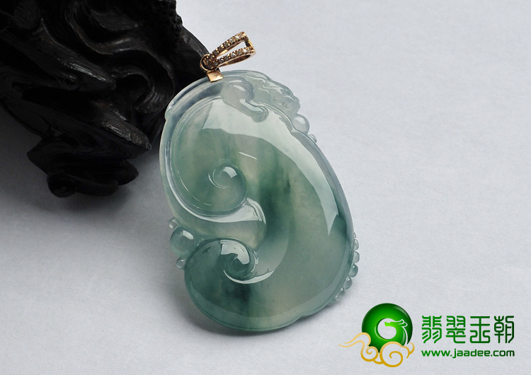 冰种飘花缅甸翡翠A货如意寿挂件