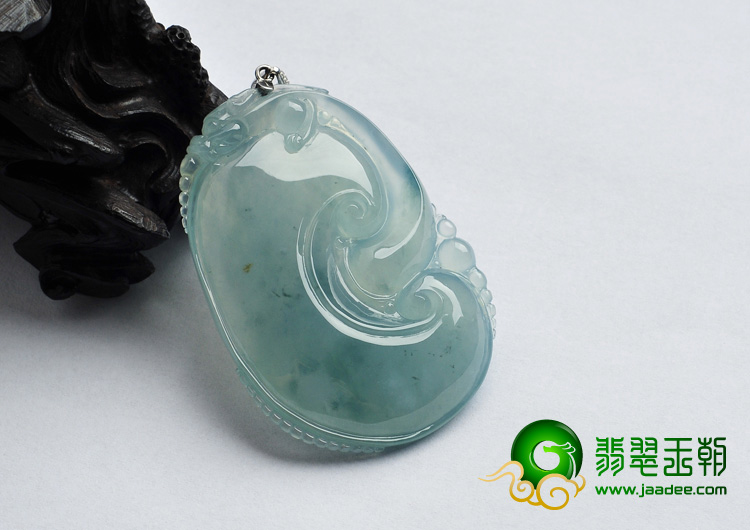 冰种飘花缅甸翡翠A货如意寿挂件