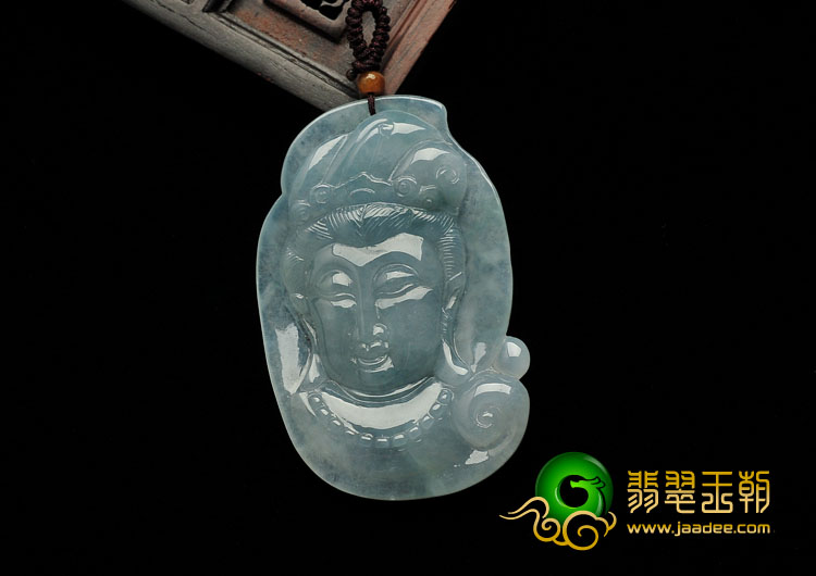 冰种晴水缅甸翡翠A货观音头挂件