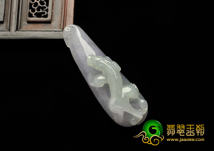 糯冰种紫罗兰晴水缅甸翡翠A货螭龙挂件